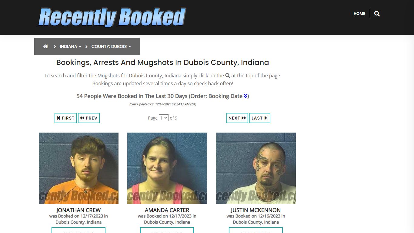 Recent bookings, Arrests, Mugshots in Dubois County, Indiana